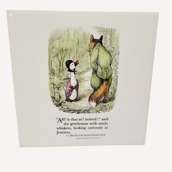 Vtg The Tale of Jemima Puddle Duck Themed Trivet Tile Duck Wolf - Picture 1 of 5